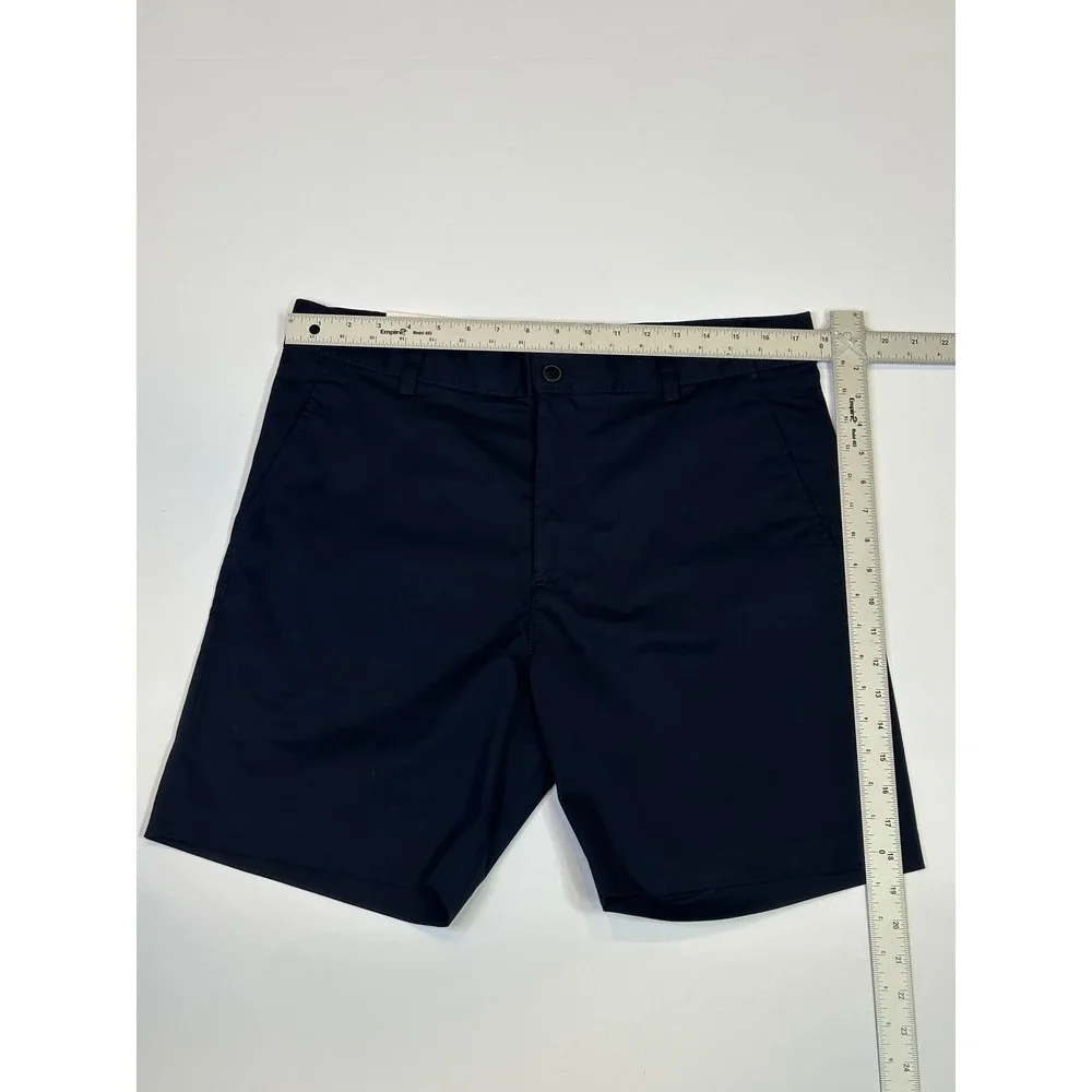 HM Regular Fit Mid Length Chino Shorts Navy Blue Cotton Twill Mens 34w NEW